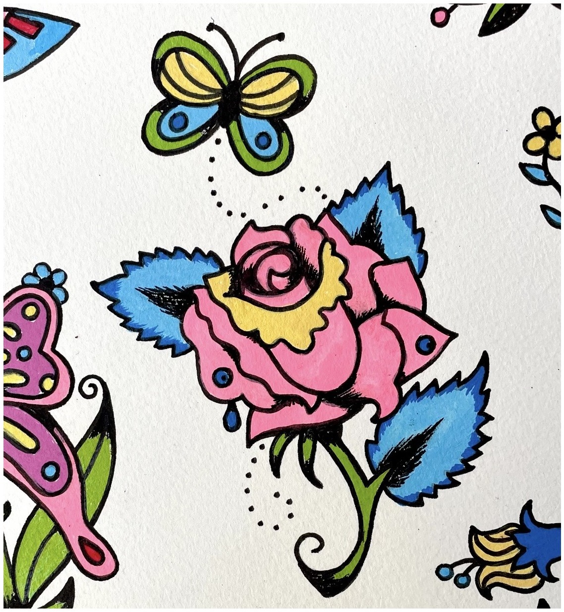 juicy rose and butterfly