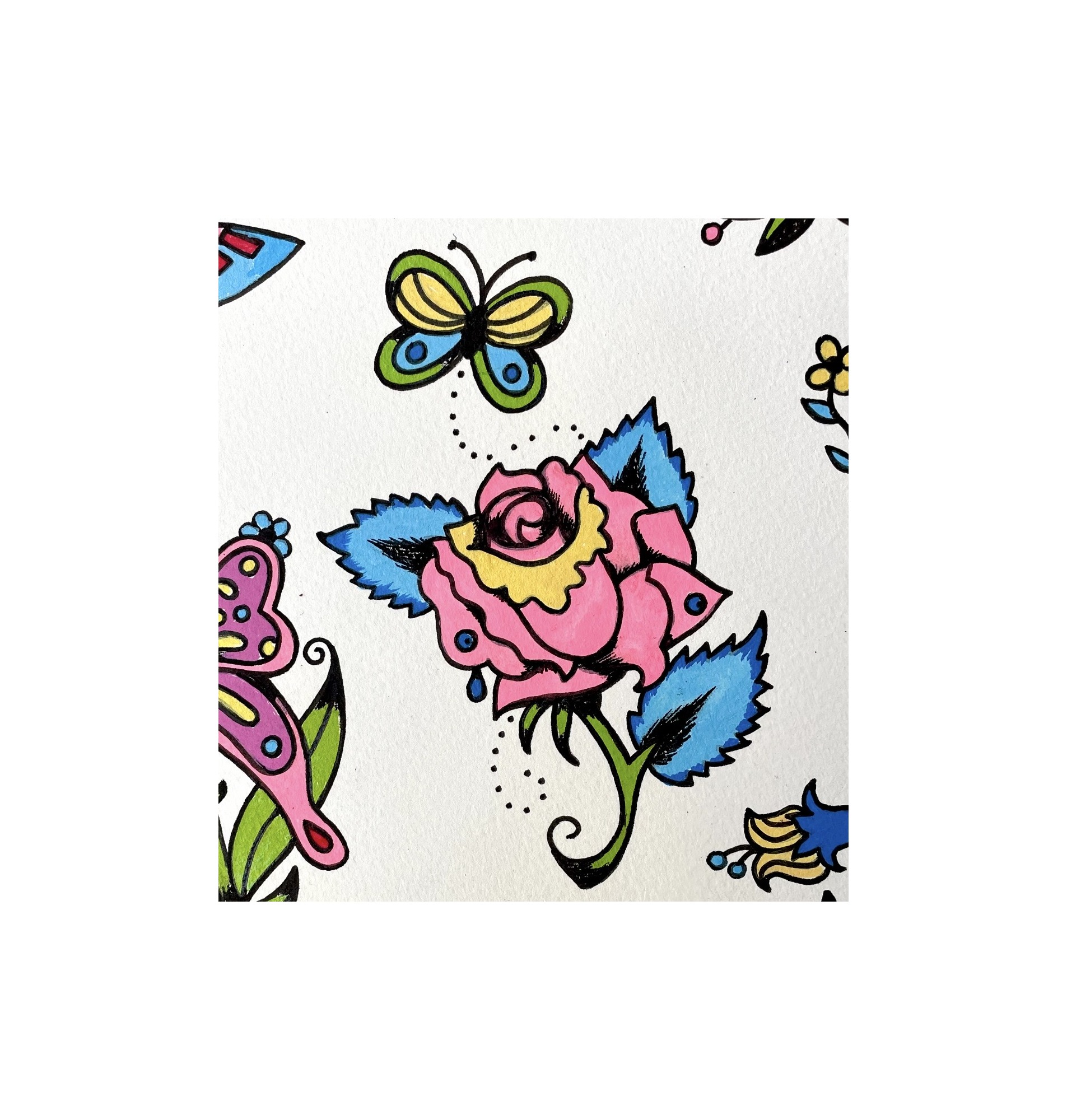 juicy rose and butterfly